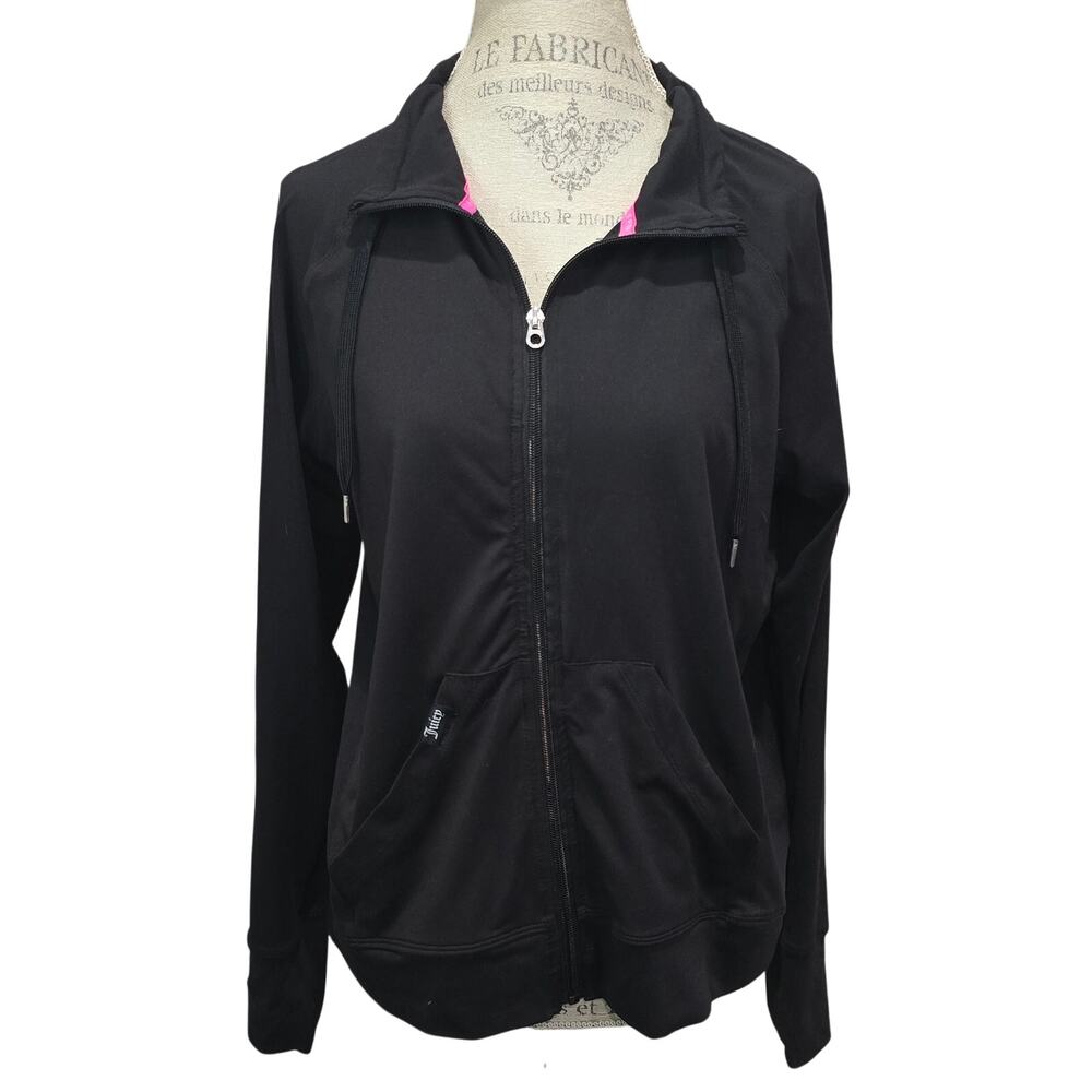 Juicy Couture Sport Black Full Zip Up Jacket Track Athletic Long Sleeve Shirt